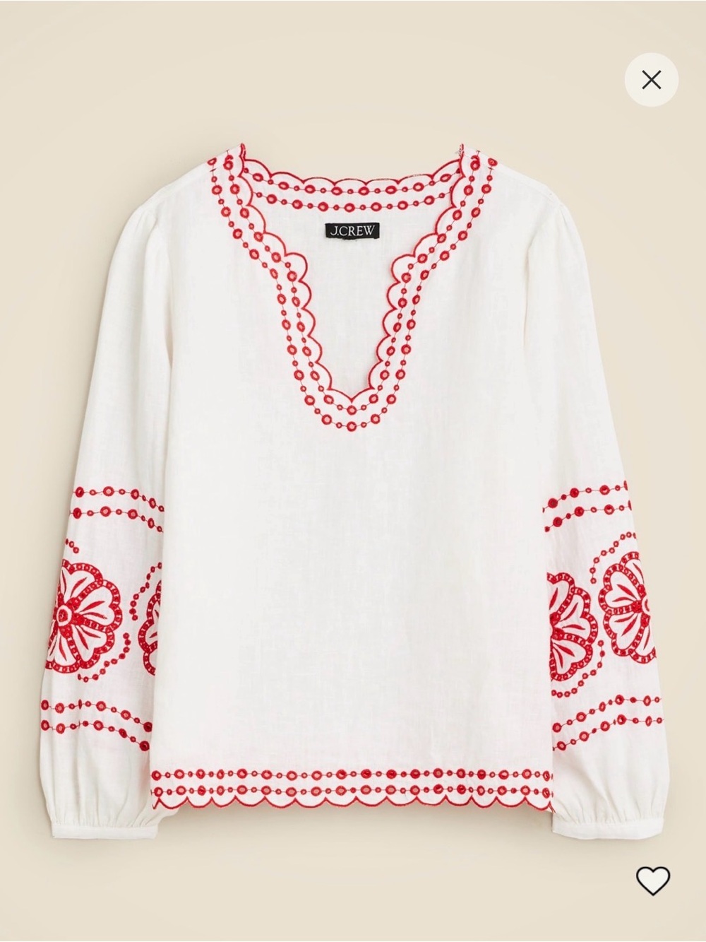 Bungalow embroidered top in linen